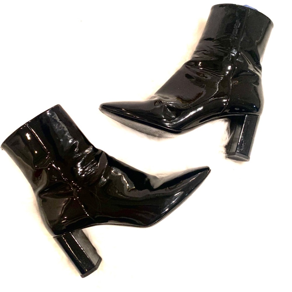 💯 YSL Saint Laurent Black Patent Leather Boots - Picture 2 of 8